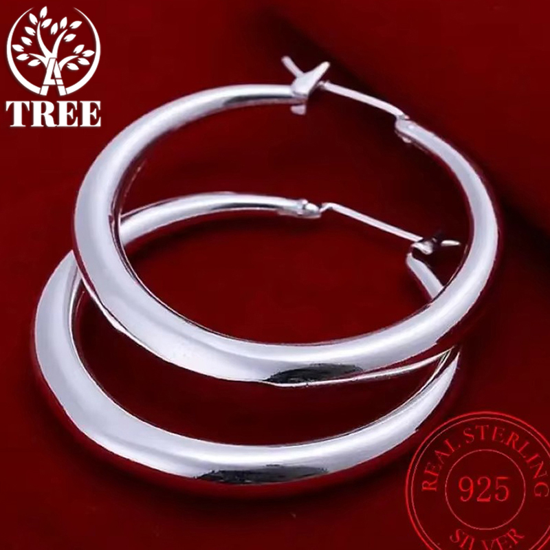 Statement Earrings Oversized - ALITREE 925 Sterling Silver 33mm Big