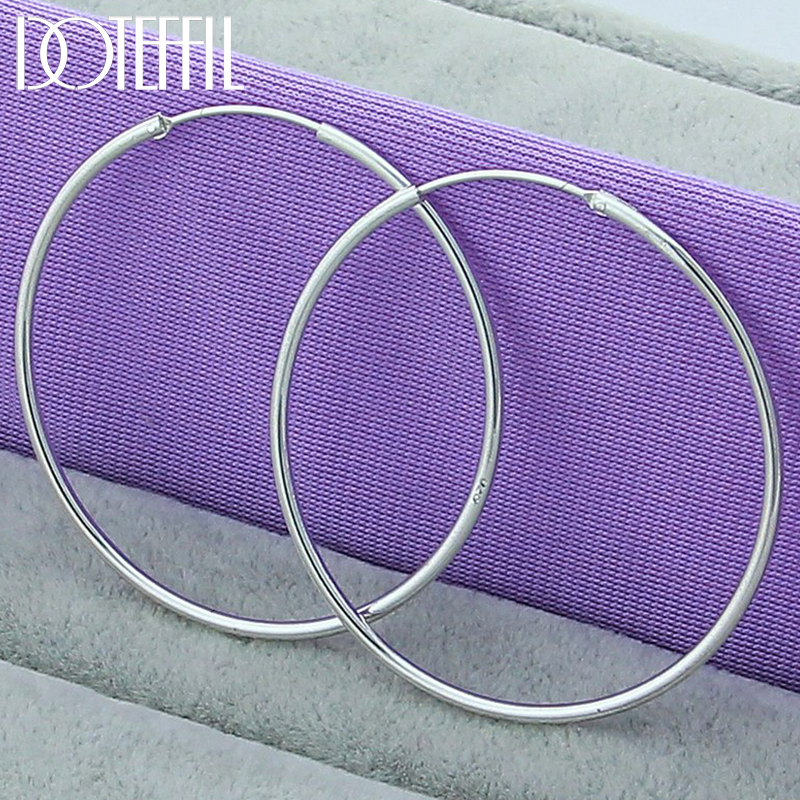 Statement Earrings Oversized - DOTEFFIL 925 Sterling Silver Smooth 35/50/60mm