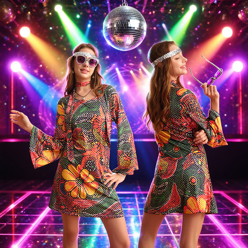 60s 70s Disco Dress 7 Piece Hi - Women'S Accessories In The 60S review and price