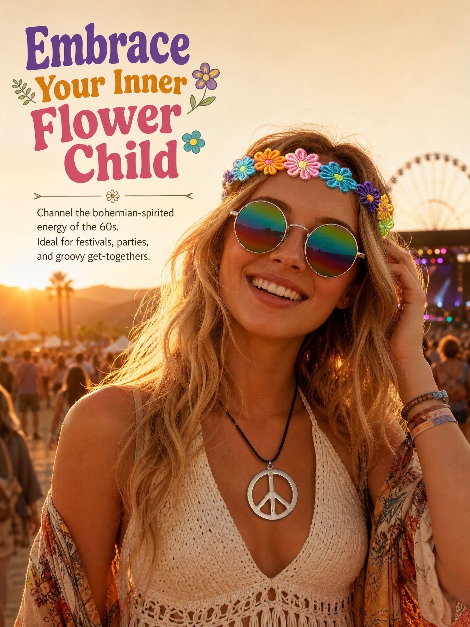 3-Piece Hippie Style Accessory - Women'S Accessories In The 60S review and price