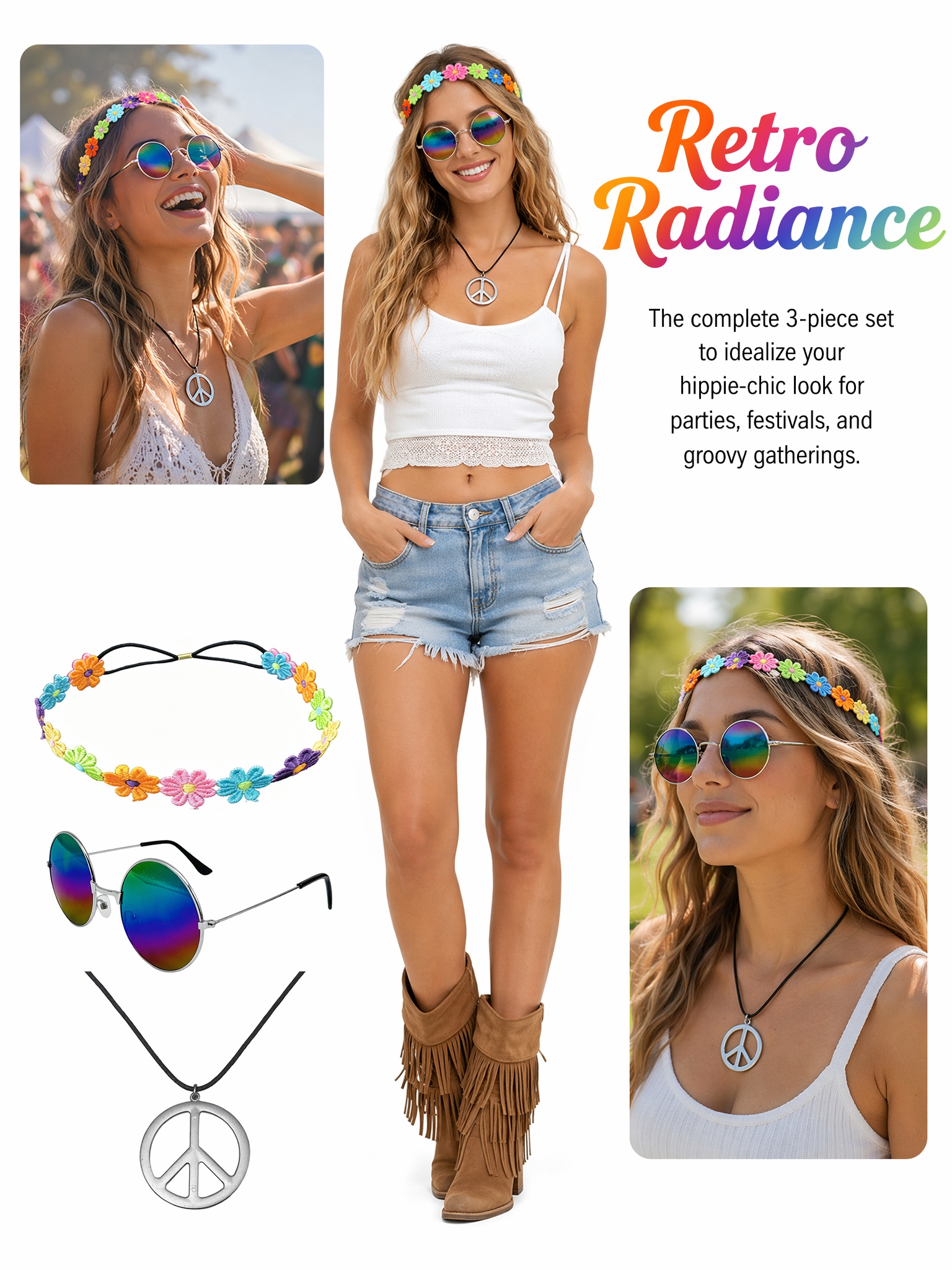 3-Piece Hippie Style Accessory - Women'S Accessories In The 60S review and price