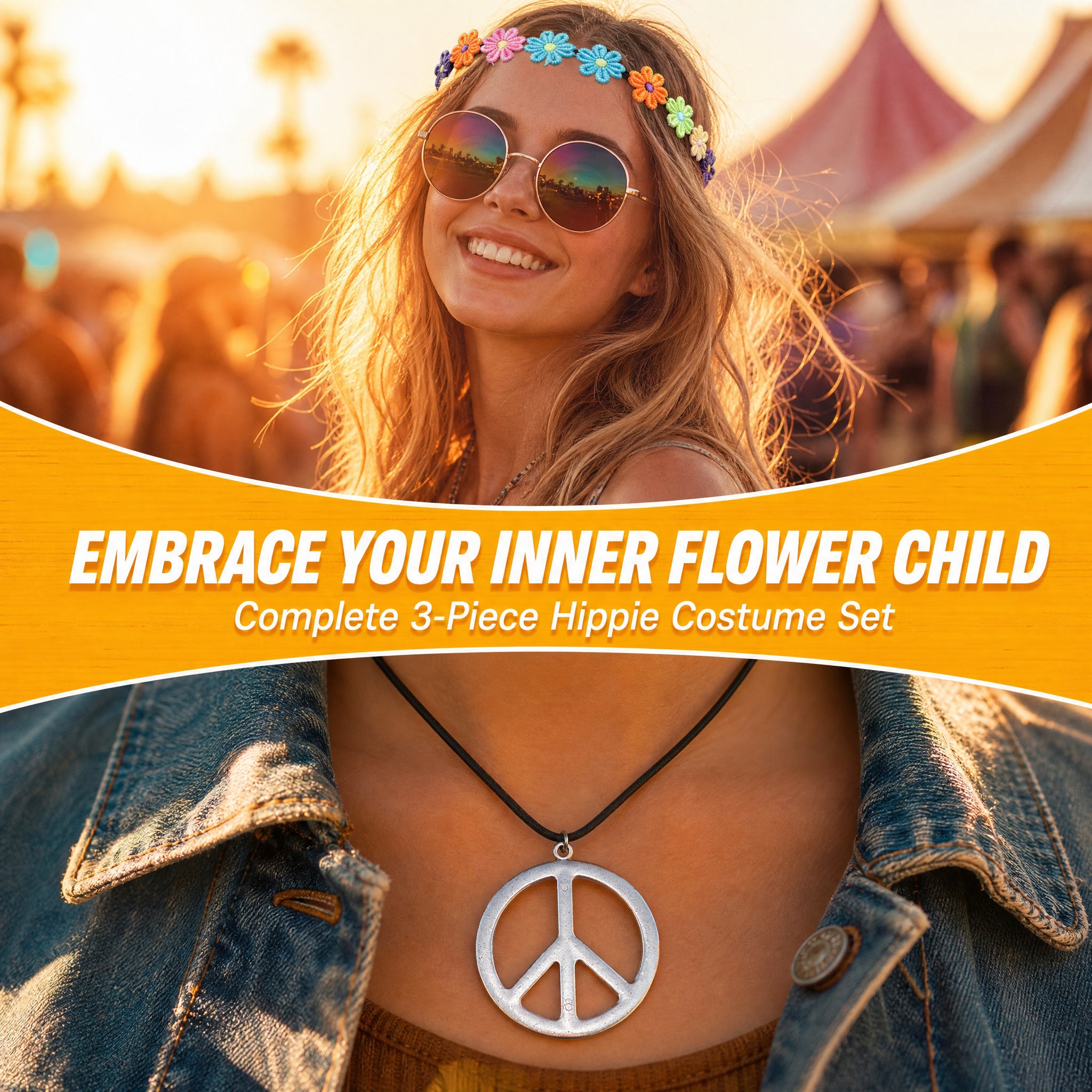 3-Piece Hippie Style Accessory - Women'S Accessories In The 60S review and price