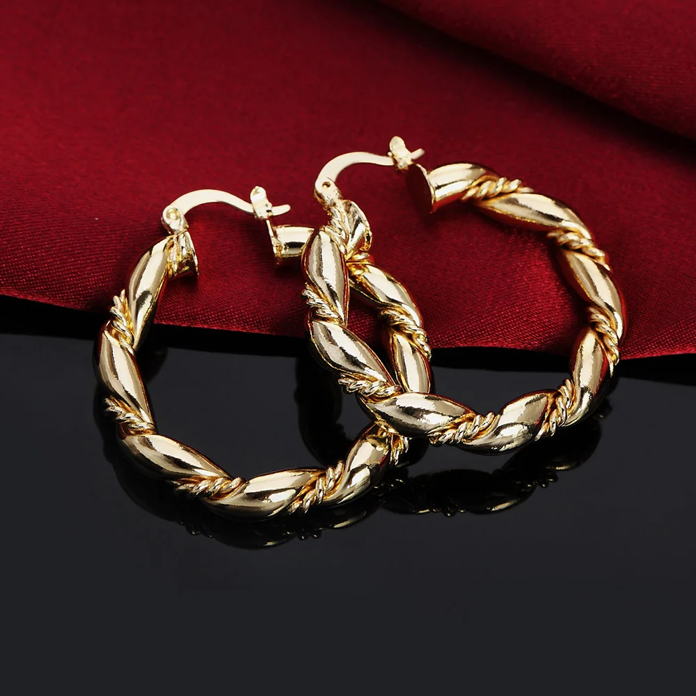 Hot 18K Gold Rope Round Big 4c - Statement Earrings Oversized review and price