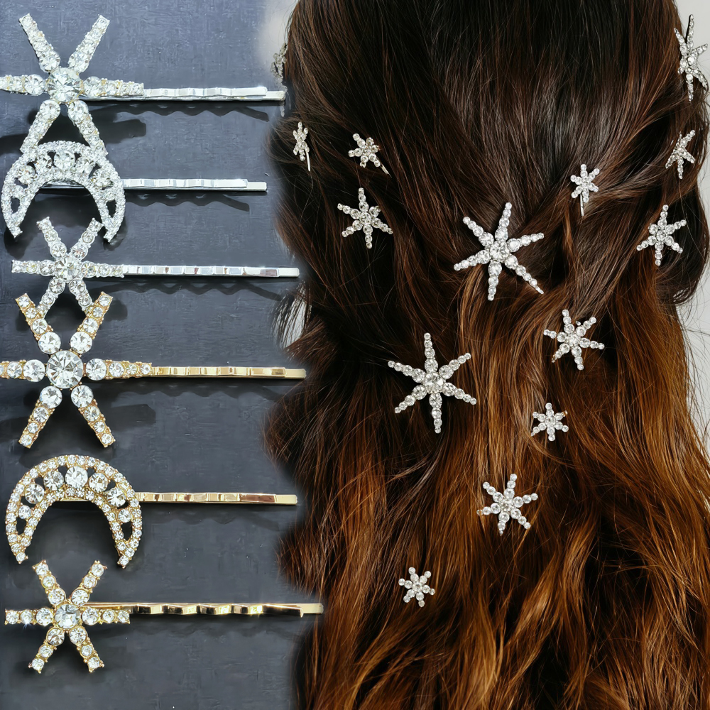 3/4 pcs set Crystal Star Hairp - Women'S Accessories List review and price
