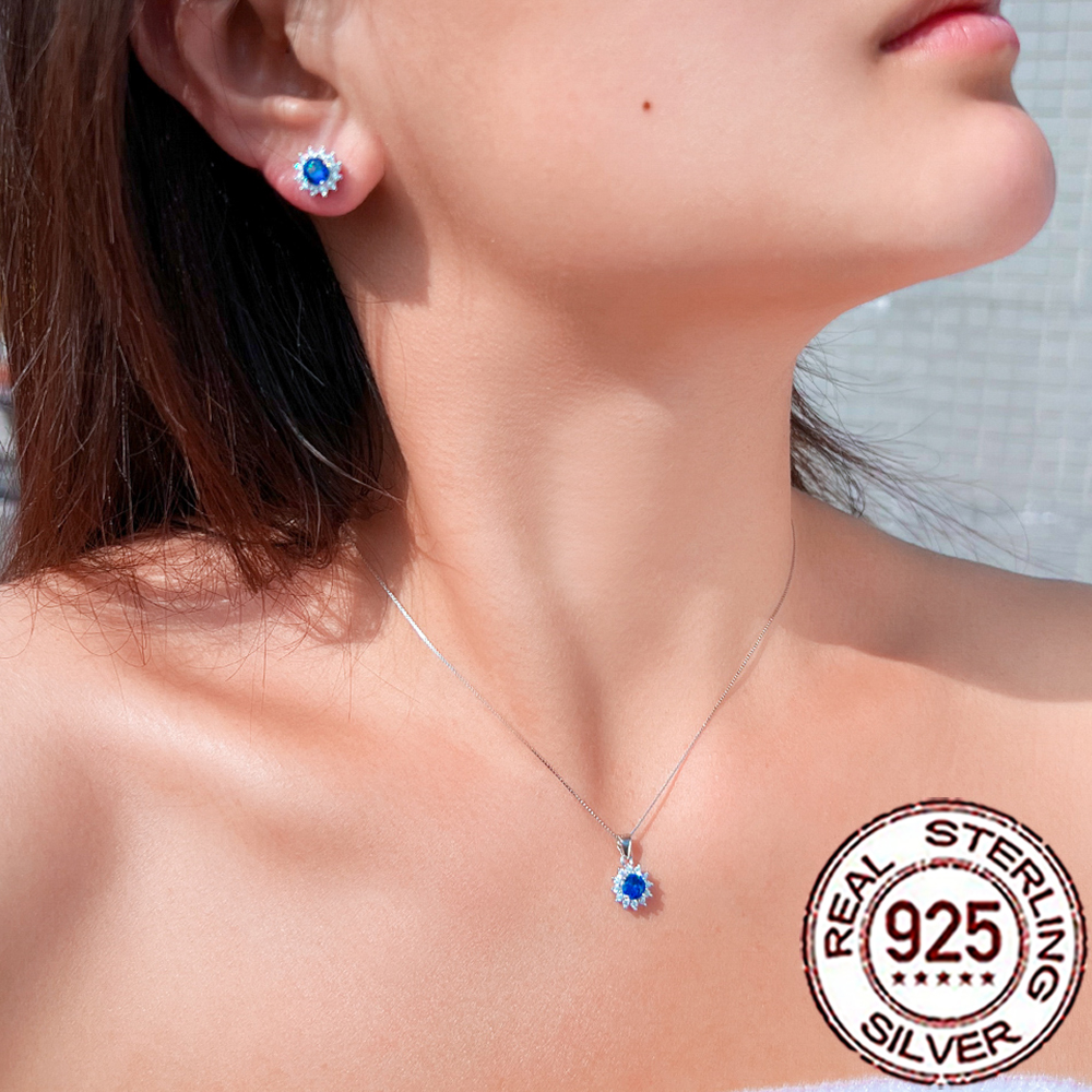 QooLady Silver 925 Elegant Blu - Statement Earrings Oversized review and price