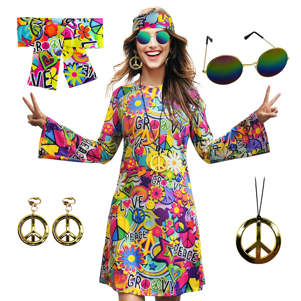 5pcs Set 60s 70s Women Hippie  - Women'S Accessories In The 60S review and price