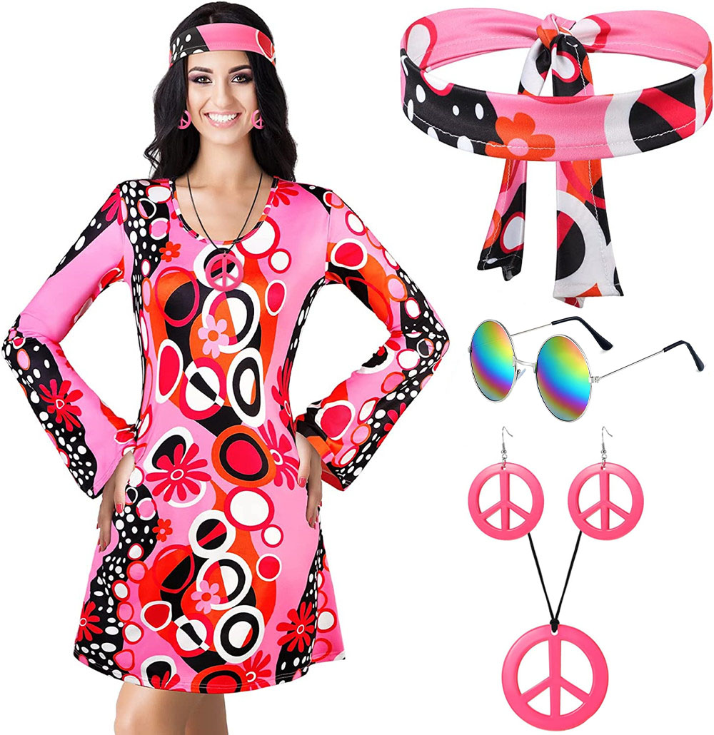 5pcs Set 60s 70s Women Hippie  - Women'S Accessories In The 60S review and price